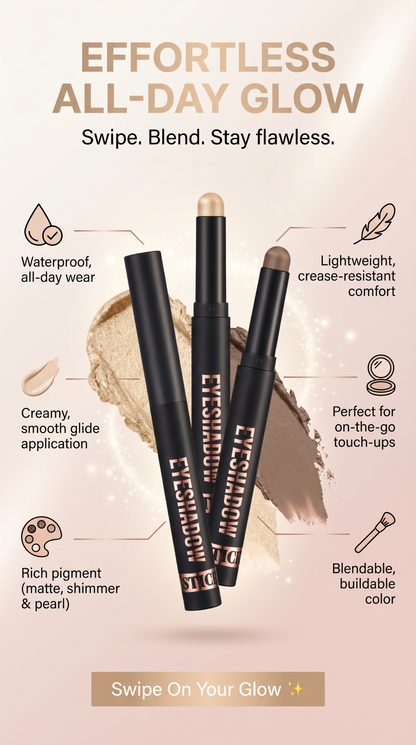 SparkGlow Eyes Waterproof Cream Eyeshadow Stick